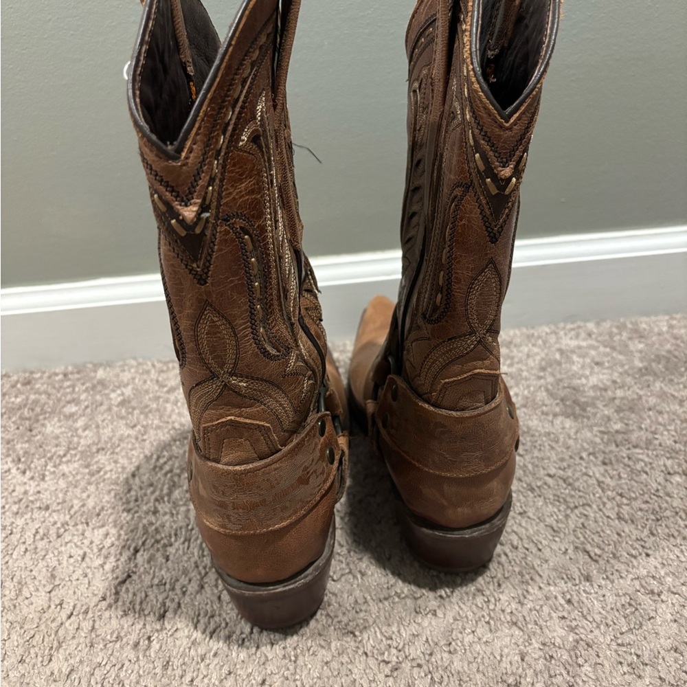 Soto Western O RingHarness Cowgirl Pull On Boots Brown 25 Size Mex US Size 8 Wom - Picture 6 of 9